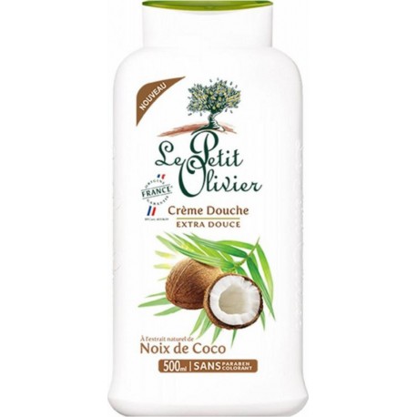 Le Petit Olivier Crème de Douche Extra Douce à l’Extrait Naturel de Noix de Coco 500ml (lot de 4)