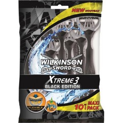 Wilkinson Sword Xtreme 3 Black Edition Rasoirs Jetables pour Homme Maxi Pack de 10