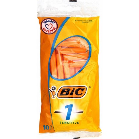 Bic 1 Sensitive par 10 Rasoirs Jetables 1 Lame pour Homme (lot de 10 soit 100 rasoirs)