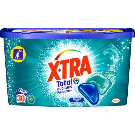 Xtra Total Lessive Duo Caps Fraîcheur+ 30 capsules (lot de 2)