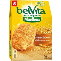 LU BelVita Petit Déjeuner Moelleux Multi Céréales aux 5 Céréales Complètes 250g (lot de 6)