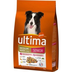 Ultima Croquettes Senior Chiens Medium Maxi +10Kg Poulet Carottes Pomme Haricots Riz Format 2Kg