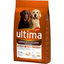 Ultima Croquettes Labrador Et Golden Chiens Poulet Riz Céréales Complètes Format 7,5Kg (lot de 2)