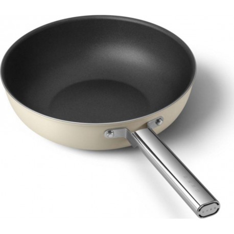 Smeg Poêle Wok diam 30cm tout feux creme mat