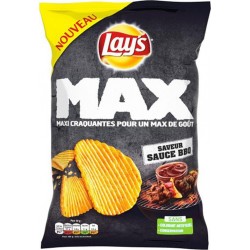 Lay’s Chips Max Maxi Craquantes pour un Max de Goût Saveur Sauce BBQ 120g (lot de 6)