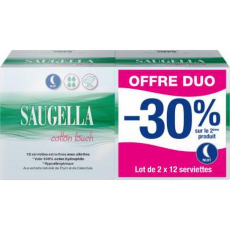 Saugella Serviette hygiénique nuit coton touch