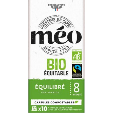 MEO Café capsules Compatibles Nespresso Bio équitable équilibré n°8