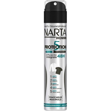 Narta Homme Spray Anti-Transpirant Efficacité Intégrale 48h Fraîcheur Maximale 200ml (lot de 4)