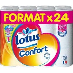 Lotus Confort Papier Toilette Aquatube Blanc 24 Rouleaux (lot de 4 soit 96 rouleaux)
