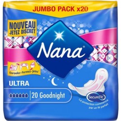 Nana Serviettes Hygiéniques Ultra Goodnight Jumbo Pack x20 (lot de 4)