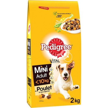 Pedigree Mini Adulte Croquettes Chiens Petits Gabaris Poulet Légumes 2Kg