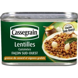 Cassegrain Lentilles Façon Sud-Ouest Graisse de Canard Oignons Grelots 410g (lot de 5)