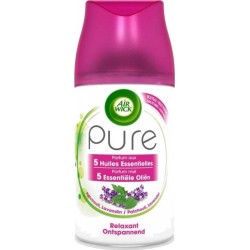 Air Wick Recharge Spray Pure Parfum aux 5 Huiles Essentielles Patchouli et Lavande Relaxant 250ml (lot de 4)