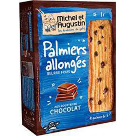 Michel et Augustin Palmiers allongés beurre frais aux gouttes de chocolat la boîte de 12 - 120g (lot de 5)