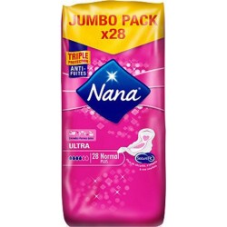Nana Serviettes Hygiéniques Ultra Normal Plus Jumbo Pack x28 (lot de 4)