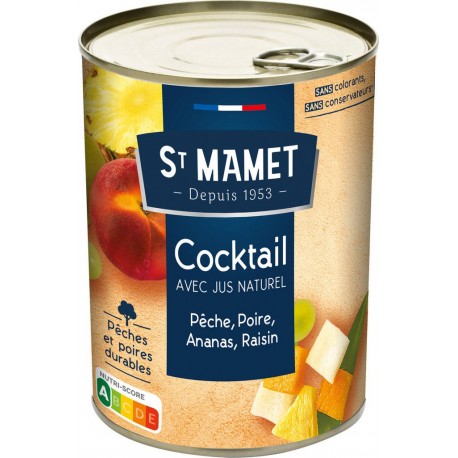 St Mamet Fruits au sirop Cocktail Pêche Poire Ananas Raisin 250g (lot de 5)