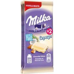Milka Chocolat Copaya blanc amandes noix de coco x2 180g