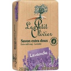 Le Petit Olivier Savon Extra Doux Enrichi en Huile d’Olive Parfum Lavande 250g (lot de 6)