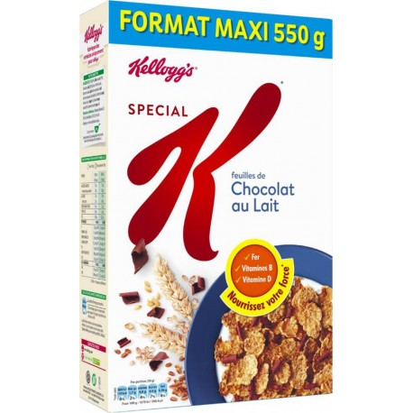 Kellogg’s Spécial K Feuilles De Chocolat Au Lait Format Maxi 550g (lot de 3)