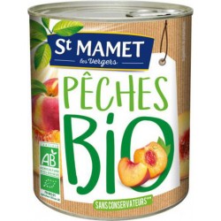 St Mamet Fruits au sirop Pêches Bio 825g