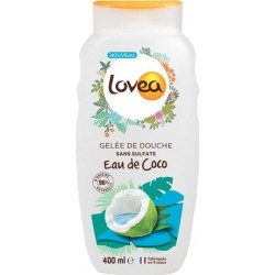 Lovea Gelée de Douche Eau de Coco Sans Sulfate 400ml (lot de 4)