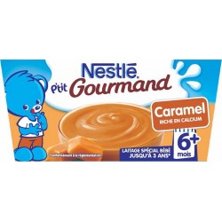 Nestlé P’tit Gourmand Caramel Riche en Calcium (+6 mois) par 4 pots de 100g (lot de 8 soit 32 pots)