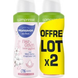 MONSAVON Déodorant Lait et Coton 2x100ml x2 spray compressés 100ml