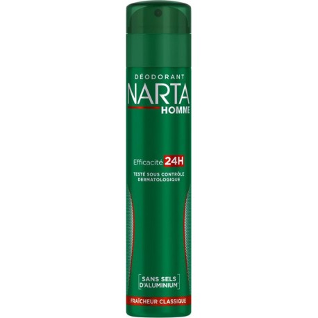 Narta Homme Spray Déodorant Efficacité 24h Fraîcheur Classique 200ml