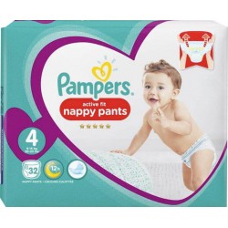 Pampers Couches Active Fit Pants Taille 4 Géant 9-15Kg x32
