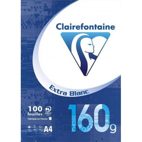 Clairefontaine Ramette 100 Feuilles Extra Blanc 160g Format A4