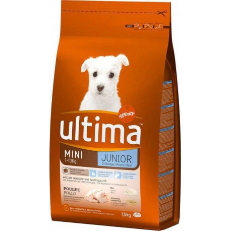 Ultima Croquettes Chiens Junior Mini 1-10Kg Poulet Riz Format 1,5Kg