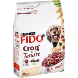 Fido Croquettes Croq et Tendre Chiens au Boeuf 3Kg