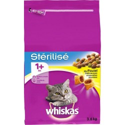 Whiskas Croquettes Chats Stérilisés 1+An au Poulet 3,6Kg