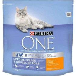 Purina One Croquettes Chat Pelage et Boules de Poils Poulet 1,5Kg