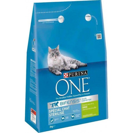 Purina One Croquettes Chat Stérilisé Dinde 3Kg