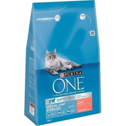 Purina One Croquettes Chat Stérilisé Saumon 3Kg