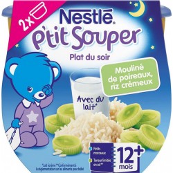 Nestlé P’tit Souper Plat du Soir Mouliné de Poireaux Riz Crémeux