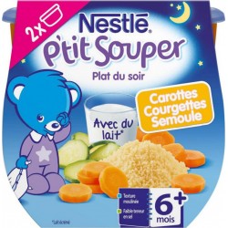 Nestlé P’tit Souper Plat du Soir Carottes Courgettes Semoule 2x200g