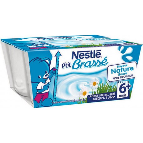 Nestlé P’tit Brassé Saveur Nature Sucré Riche en Calcium