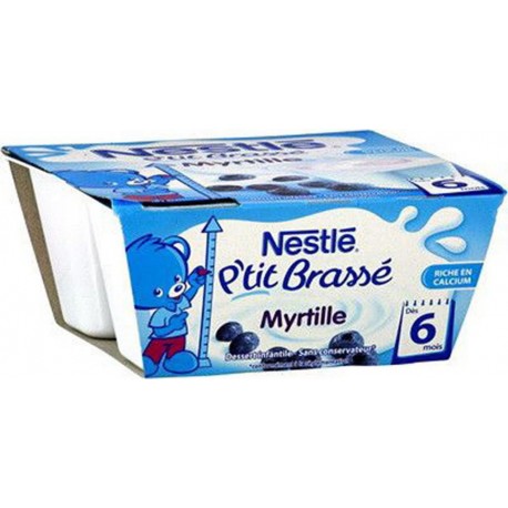 Nestlé P’tit Brassé Myrtille Riche en Calcium 4x100g 400g