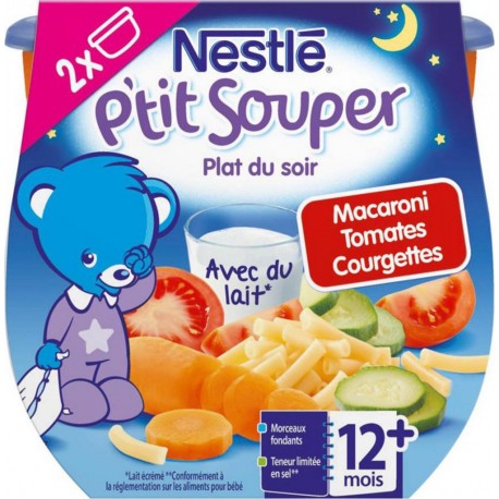 Nestlé P’tit Souper Plat du Soir Macaroni Tomates Courgettes 2x200g 400g