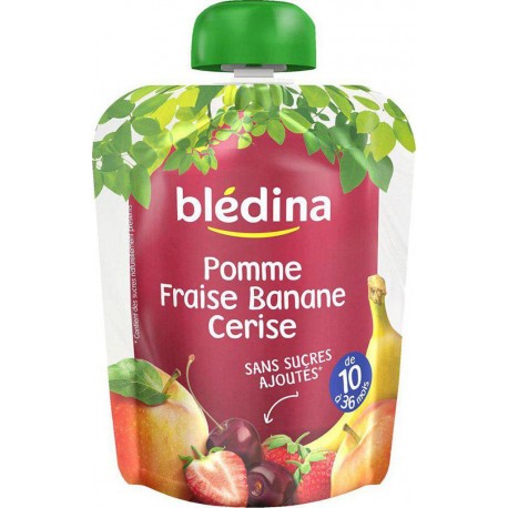 Blédina Pomme Fraise Banane Cerise 10 à 36 mois gourde de 90g