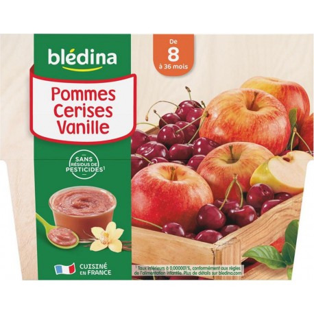 Blédina POMMES CERISES VANILLE 4x100g 400g