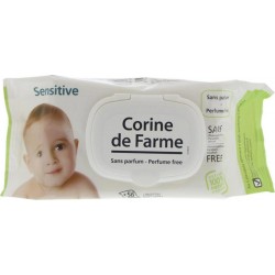 Corine de Farme Lingettes Sensitive pour Bébé x56 Sans Parfum