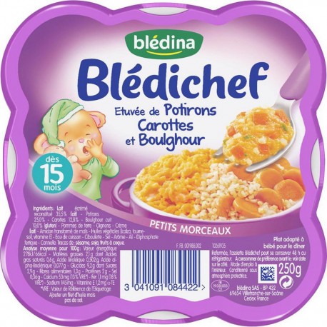 Blédina Blédichef Etuvée de Potirons Carottes et Boulghour