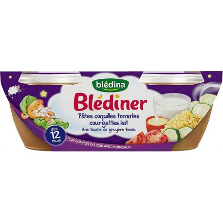 Blédina Blédiner Pâtes Coquilles Tomates Courgettes Lait Touche Gruyère