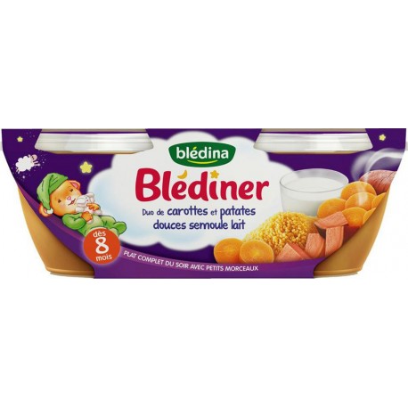 Blédina Blédiner Duo de Carottes et Patates Douces Semoule Lait