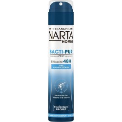 Narta Homme Spray Anti-Transprant Bacti-Pur Zinc Efficacité 48h Fraîcheur Naturelle 200ml