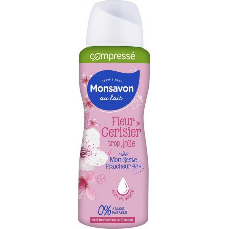 Monsavon au Lait Compressé Fleur de Cerisier Trop Jolie 48h Anti-Transpirant 100ml