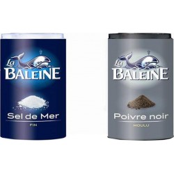 La Baleine Duo Sel de Mer Fin 50g + Poivre Noir Moulu 18g